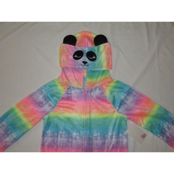 NEW One-Piece Pajamas Fleece L (10-12) Blanket Sleeper Union Suit Hooded Panda - Picture 3 of 9